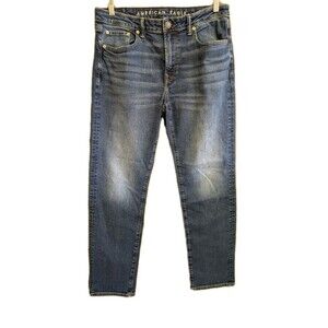 American Eagle 34x32 Original Straight Jeans Airflex+ Stretch Modern Medium Wash
